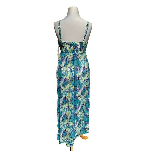 VASNA DESIRE LADIES BLUE MULTI COLORED MAXI DRESS FLOWY LINED SIZE SMALL - Picture 5 of 7